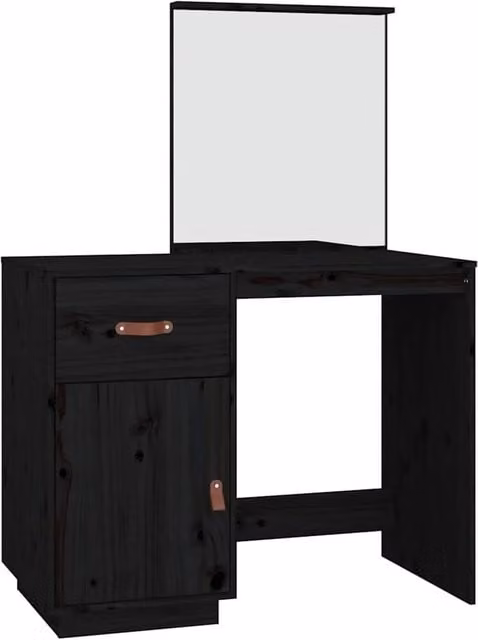 Berkfield Home Black Rustic Solid Wood Pine Dressing Table W/D/H: 95 x 50 x 134 cm