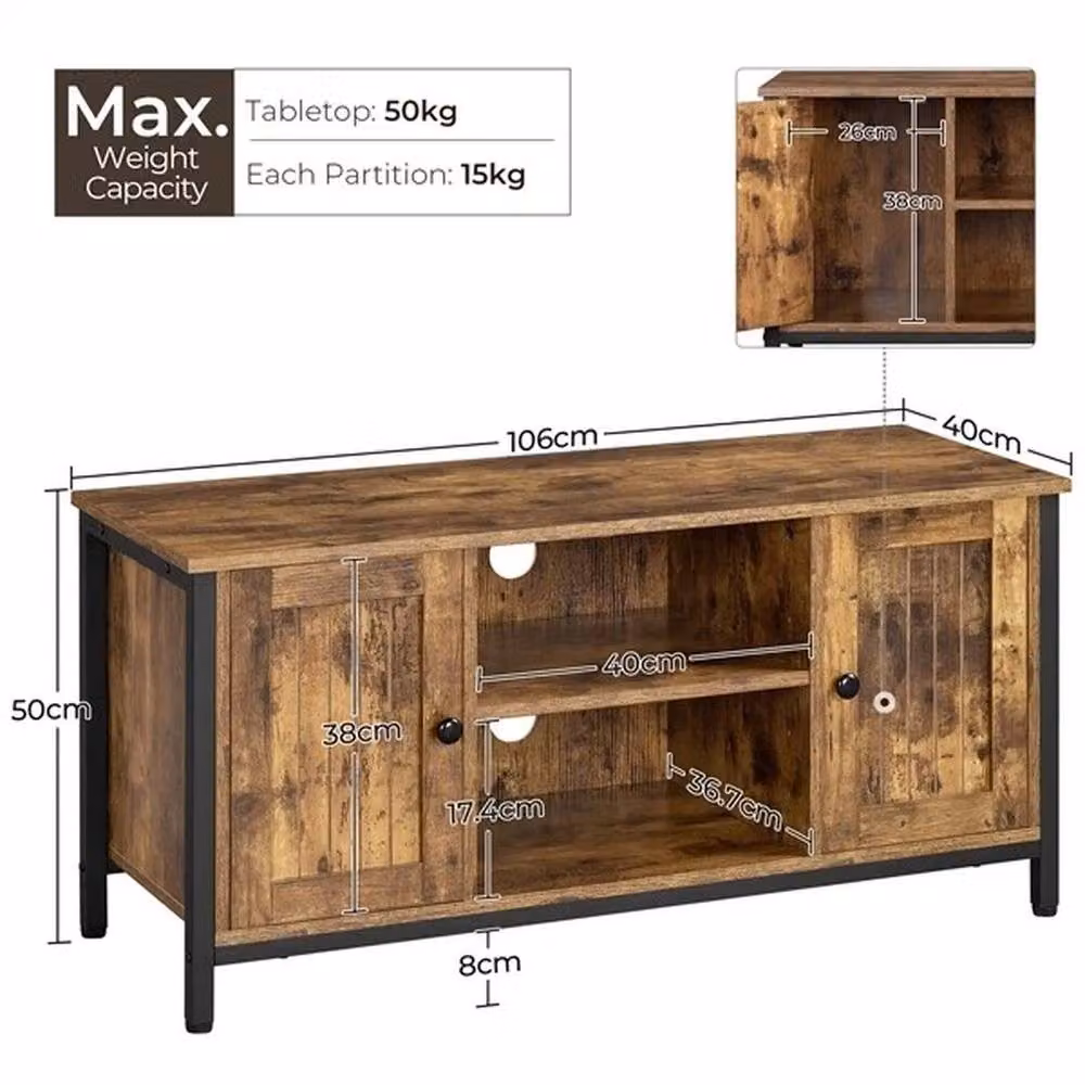 KORVIXA Brown TV Stand with Shelves for TVs up to 45-Inch, W/D/H: 100 x 100 cm – 2