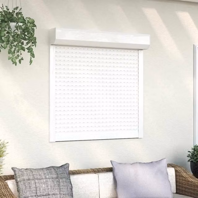 Berkfield Home Manual Aluminium Roller Shutter, White, W: 100 cm, H: 100 cm