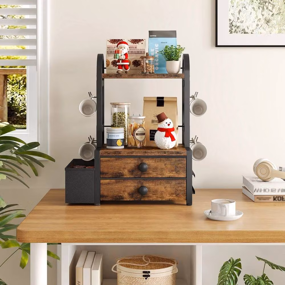 KORVIXA Coffee Mug Tree Organizer Display Stand, Brown, Height: 90 cm – 2