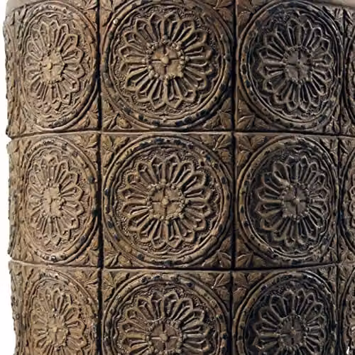 Leaf Mid-Century Floral Composite Planter with Stand in Dark Brown and Grey, W/D/H: 40 x 40 x 21.5 cm – 3