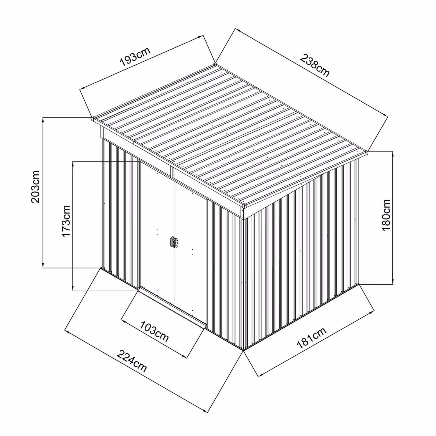 Agadon Skylight Metal Garden Shed in Matt Dark Grey, W: 182.88 cm, D: 193.0 cm, H: 203.0 cm – 5