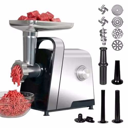 Spector 2500W 3-in-1 Electric Meat Grinder and Sausage Stuffer in Black and Silver – 1