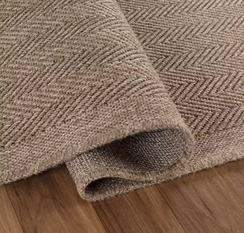 Desire Rugs Modern Herringbone Machine Woven Indoor Outdoor Jute and Polypropylene Area Rug, W: 50 cm, D: 80 cm, H: 1 cm – 3