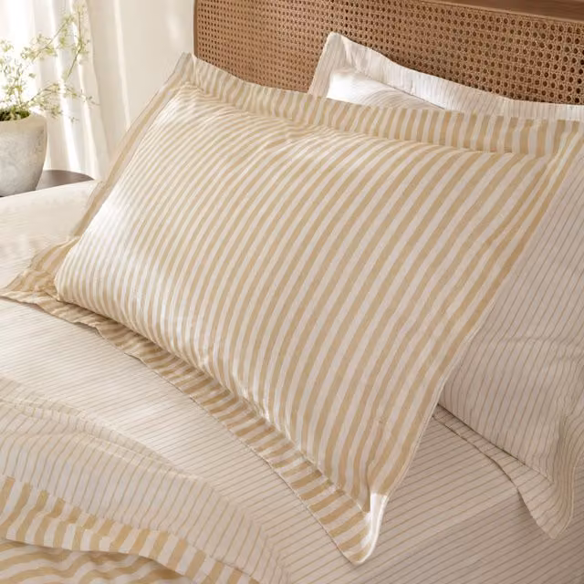 Make It A Home Hebden Melange Striped Cotton Pillowcase Pair in Yellow