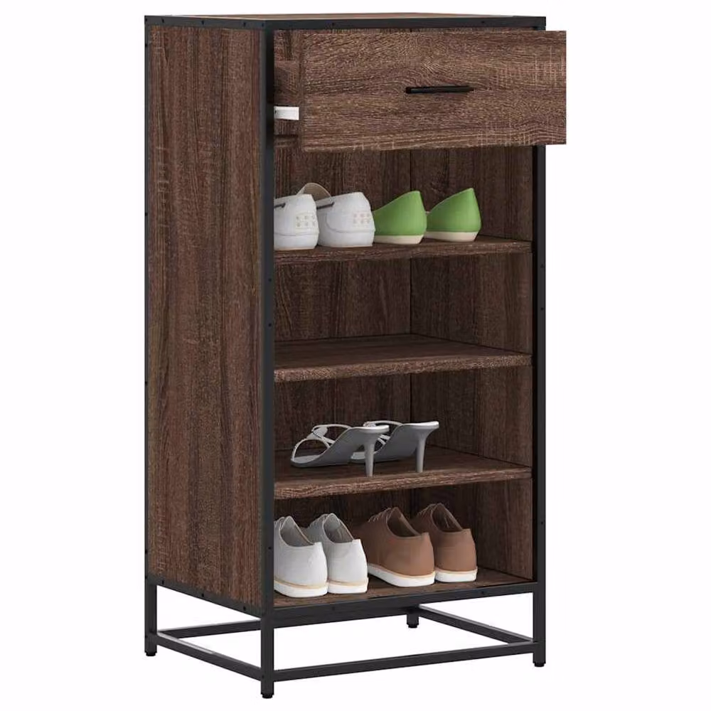 Berkfield Home Industrial Shoe Rack in Brown Oak, W: 48 cm, D: 38 cm, H: 97.5 cm – 2