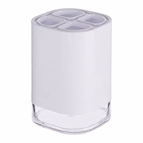 Orsina Ando White Acrylic Toothbrush Holder with Tumbler, W/D/H: 8 x 8 x 8 cm – 1