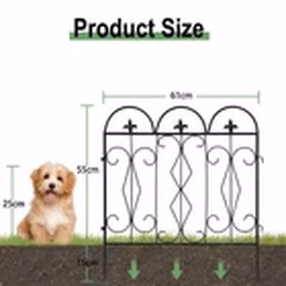 EONLION 5-Piece Heavy Duty Metal Garden Fence Animal Barrier Border in Black – 2