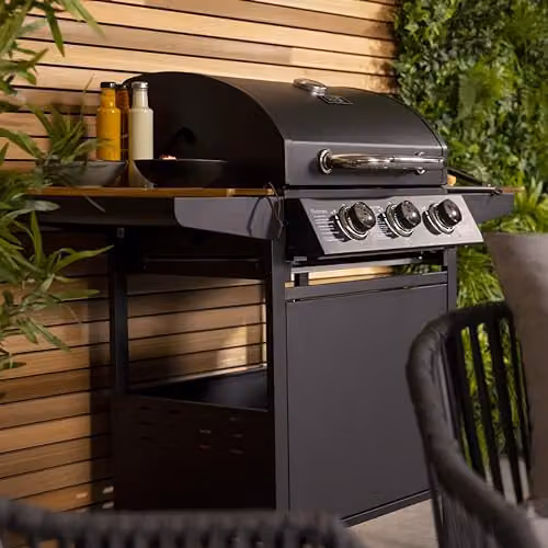 Charles Bentley 3 Burner Gas BBQ in Black with Warming Rack and Built-in Thermometer, W/D/H: 120 x 110 x 52 cm – 2