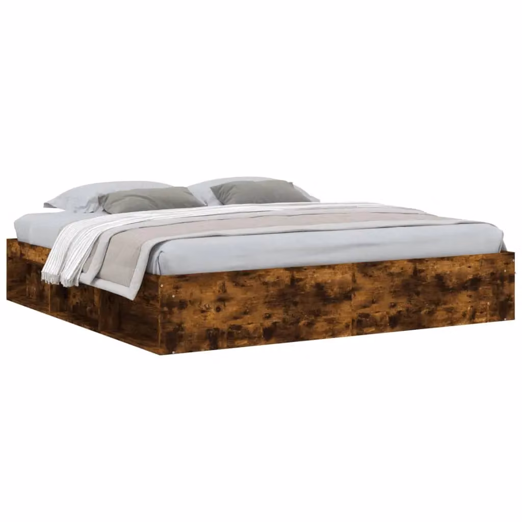 Berkfield Home Modern Smoked Oak Bed Frame in Brown, 200 x 200 cm – 2