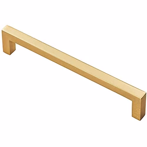 Loops Square Block Pull Handle in Brushed Satin Brass, 170 x 10 mm with 160 mm Fixing Centres