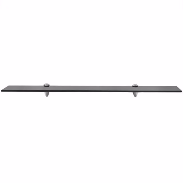 Berkfield Home Black Glass Floating Shelf, W: 80 cm, D: 10 cm