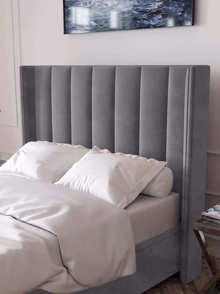 Dakota Grey Double Velvet Upholstered Headboard