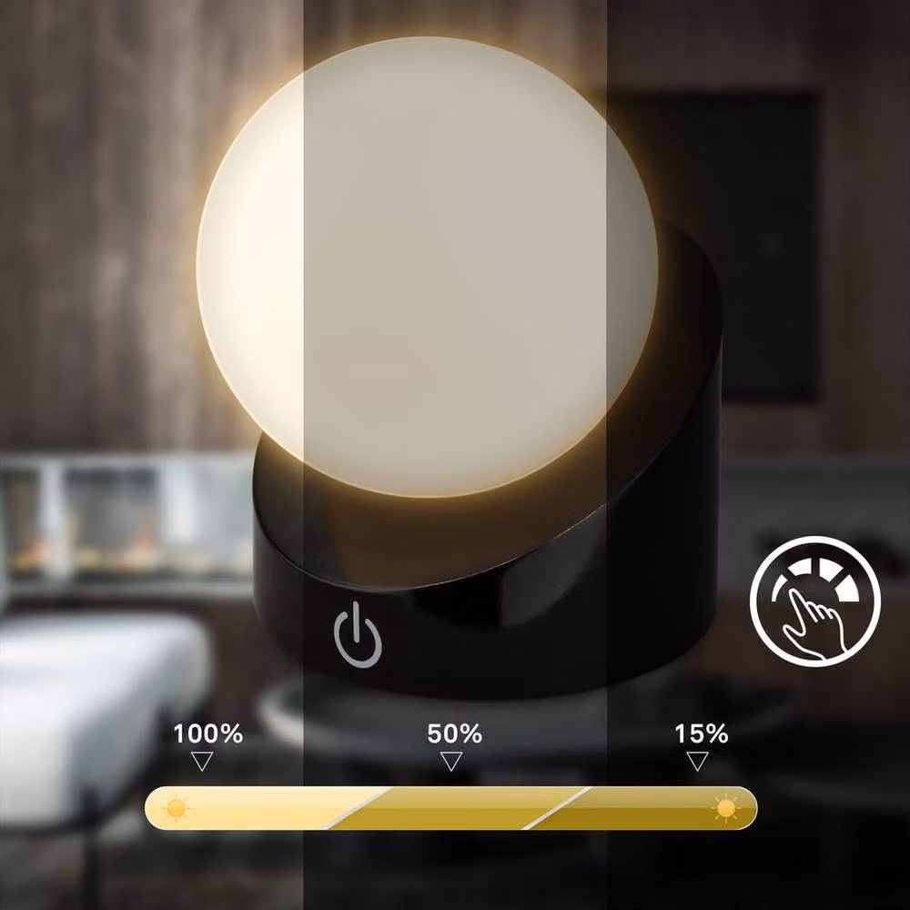Briloner Black Mini LED Cordless Table Lamp with Dimmable Warm White Light and IP54 Rating – 4