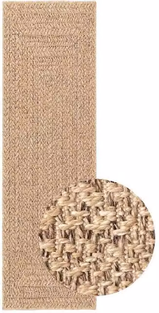 Berkfield Home ZIZUR Jute Look Indoor and Outdoor Rug in Tan, W/D/H: 80 x 250 cm – 1