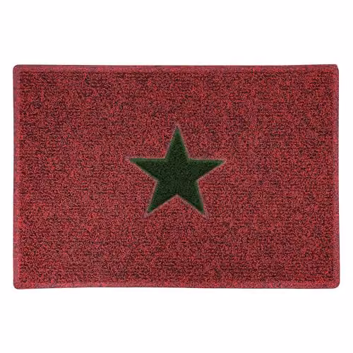 Nicoman Christmas Star PVC Spaghetti Doormat in Red and Green, W/D: 90 x 60 cm – 2