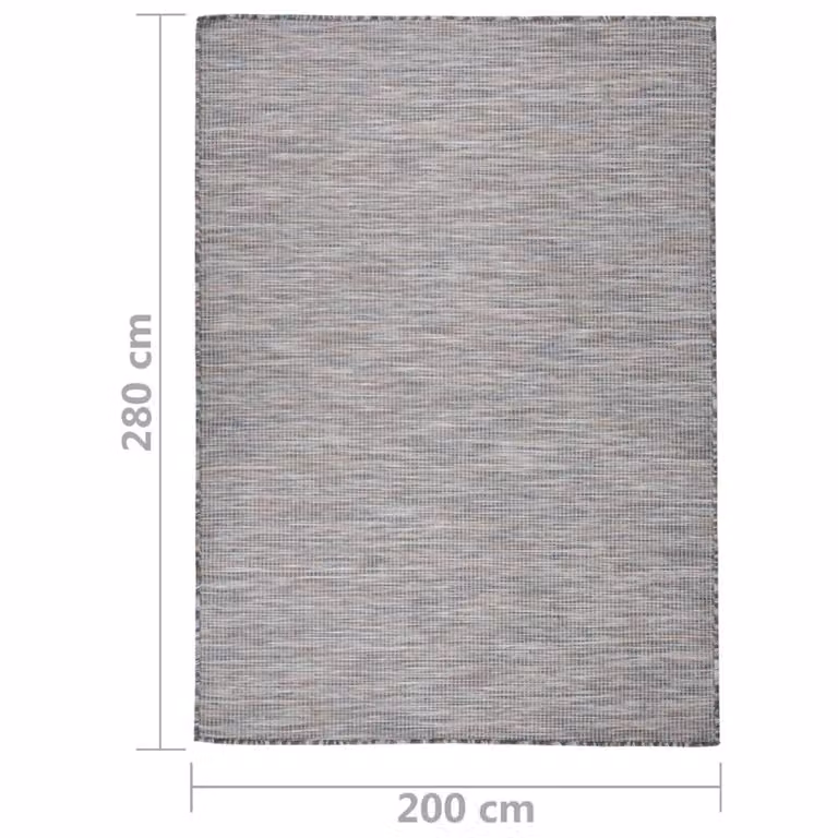 Berkfield Home Outdoor Flatweave Round Rug in Brown and Blue, W/D: 200 x 200 cm