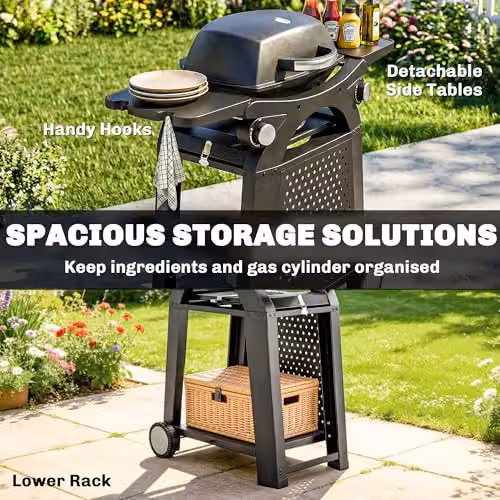 Outsunny 2 Burner Gas Grill with Cast Iron Grates and Cart in Black – 6