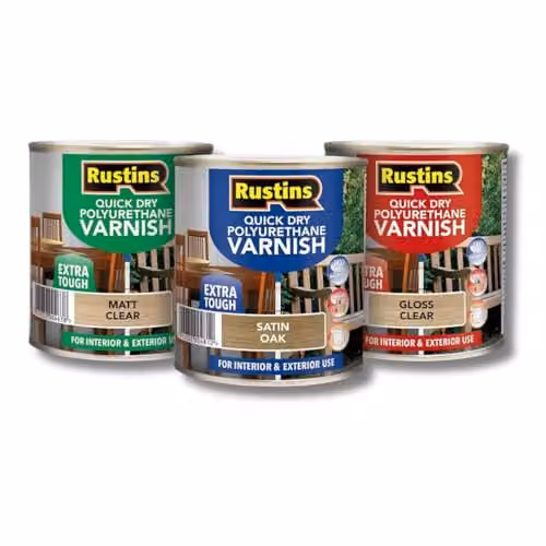 Rustins Quick Drying Water Based Polyurethane Satin Clear Varnish, 250ml