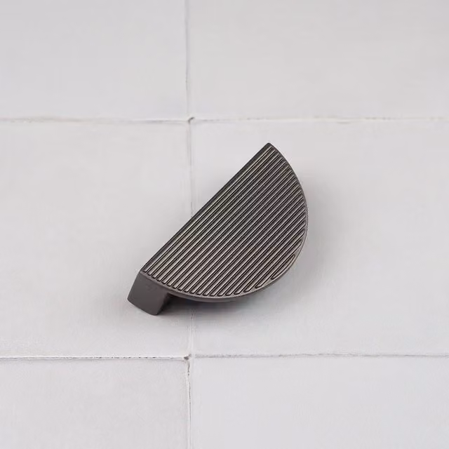 Handle & Home Ribbed Detailing Handles and Coordinating Knobs in Matt Anthracite Grey Zinc