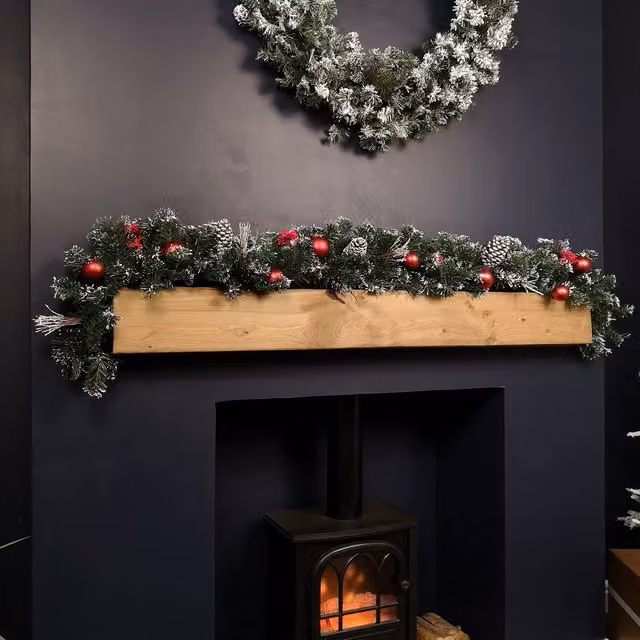 Samuel Alexander Premier 180cm Festive Red Dressed Christmas Garland with Bows and Red Baubles – 1