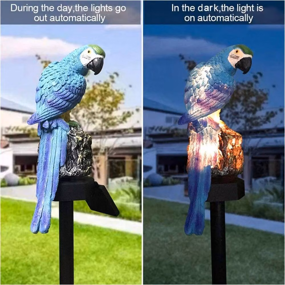 EONLION Blue Parrot LED Solar Power Resin Garden Light, Height: 100 cm – 4