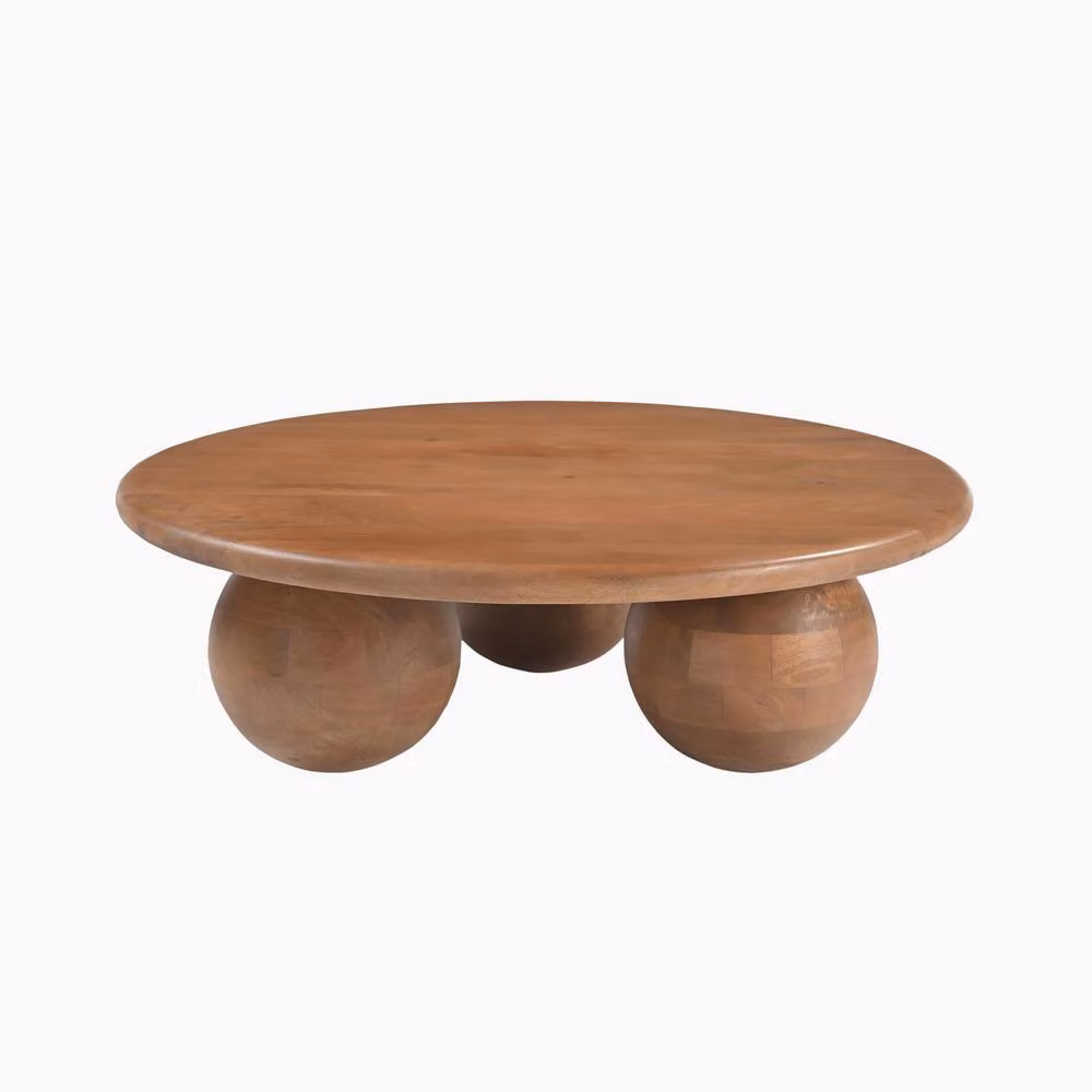 FurnitureboxUK Olympus Round Mango Wood Coffee Table in Brown – 3
