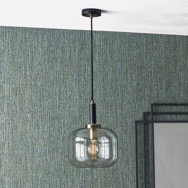 Pacific Lifestyle Industrial Oval Glass Pendant Light in Black and Transparent – 1