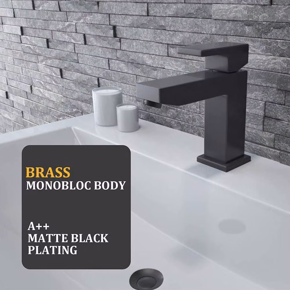 BATHWEST Matte Black Single Lever Brass Basin Mixer Tap – 2
