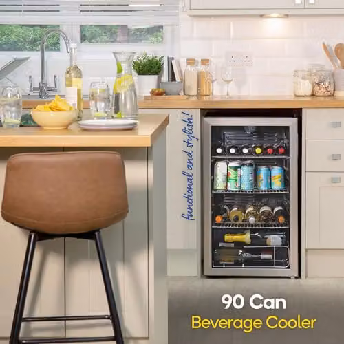 Russell Hobbs RH48BC101SS Undercounter Freestanding Beverage Fridge in Stainless Steel with Glass Door and LED Light, 93 Litre Capacity – 3