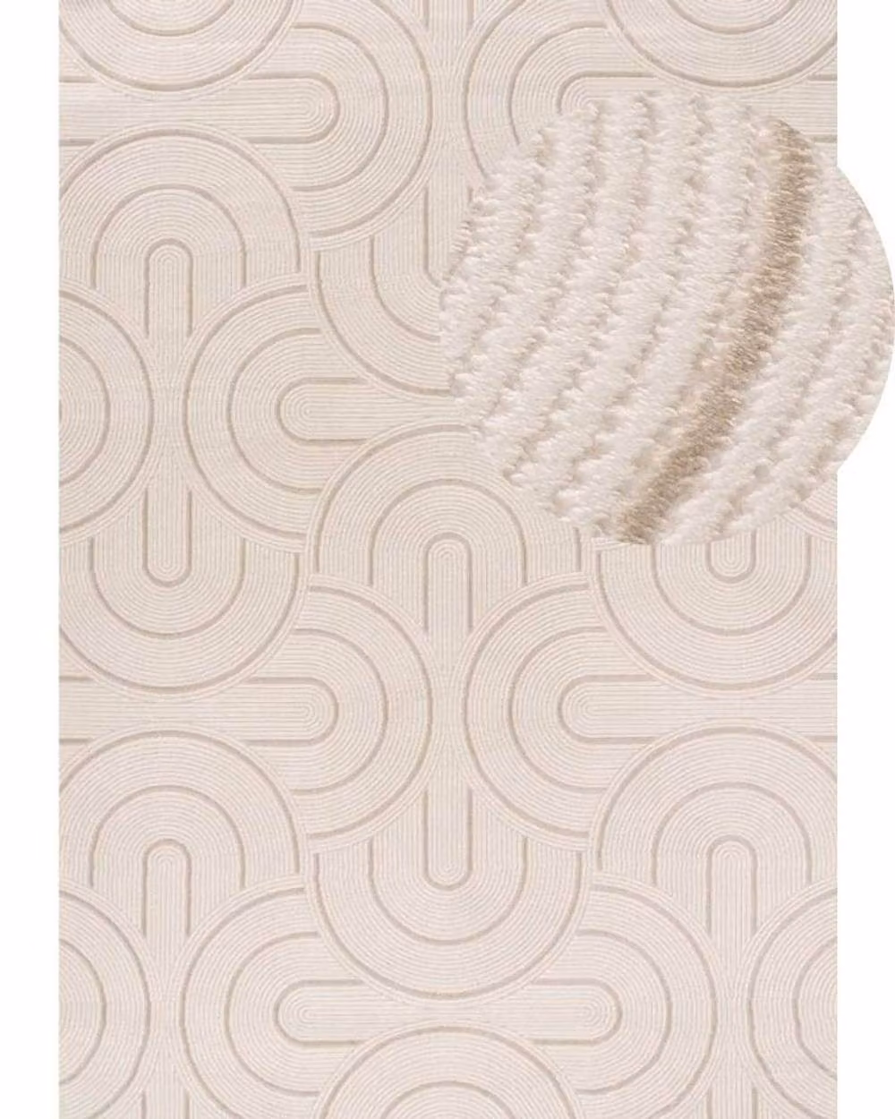 THE RUGS Carmel Arch Design Soft Pile Area Rug, W: 80 cm, L: 300 cm, Ivory and Beige – 2