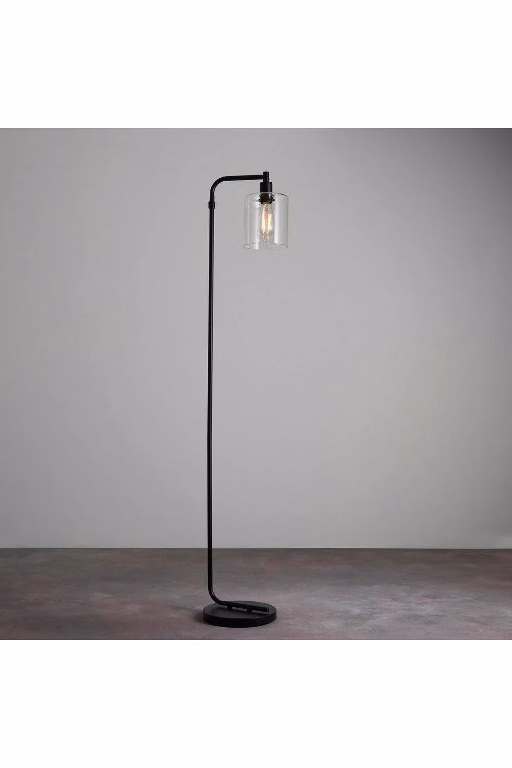 Netlighting Toledo Modern Floor Lamp in Matt Black with Transparent Glass Cylinder – 2