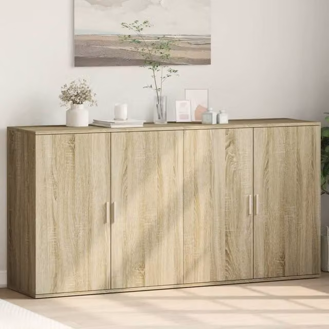 Berkfield Home Set of 2 Sonoma Oak Sideboards in Brown, W/D/H: 79 x 38 x 80 cm – 1