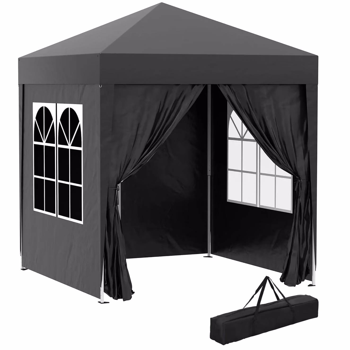 OUTSUNNY Pop Up Gazebo Party Tent Canopy Marquee in Black, W: 200 cm x D: 200 cm x H: 240 cm – 2