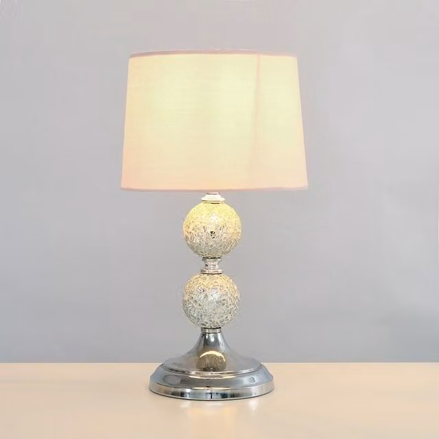ValueLights Harmony Modern Chrome and Glass Table Lamp with Pink Shade – 2