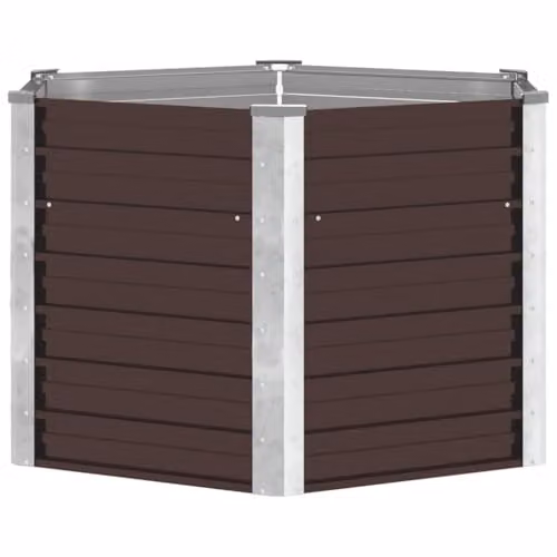 vidaXL Galvanised Steel Raised Bed for Flowers and Vegetables, Brown, W: 129 cm, D: 129 cm, H: 77 cm – 2