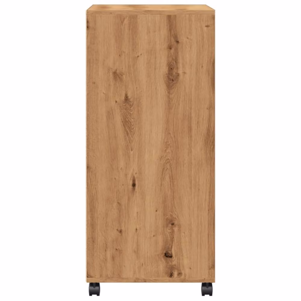 Berkfield Home Artisan Oak Rolling Cabinet in Brown, W/D/H: 55 x 40 x 91 cm – 4
