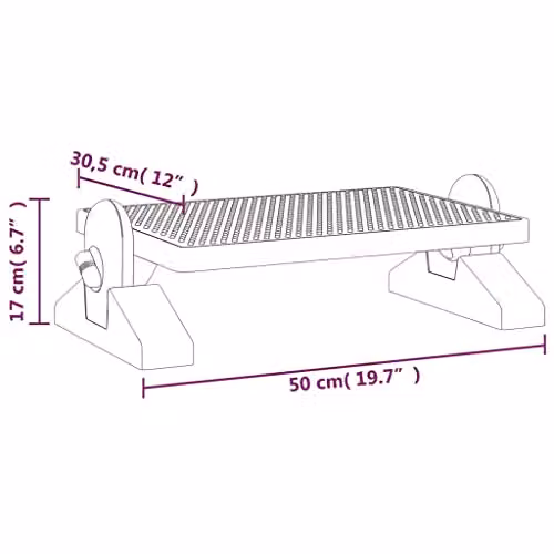vidaXL Modern Rectangular Footrest in Black, W/D/H: 50 x 30.5 x 17 cm – 3