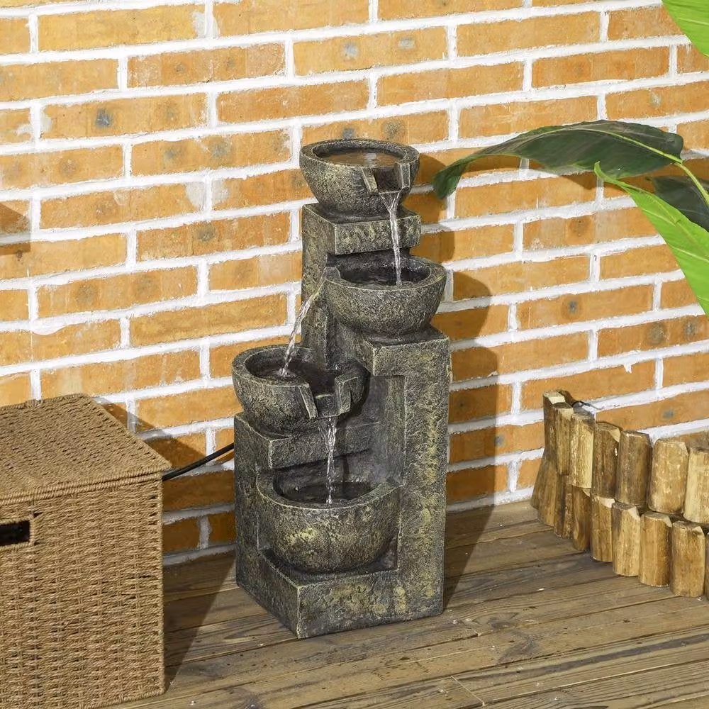 NESTLUNE Green Stone Cascade Garden Water Feature, W/D/H: 100 x 15 x 15 cm – 2
