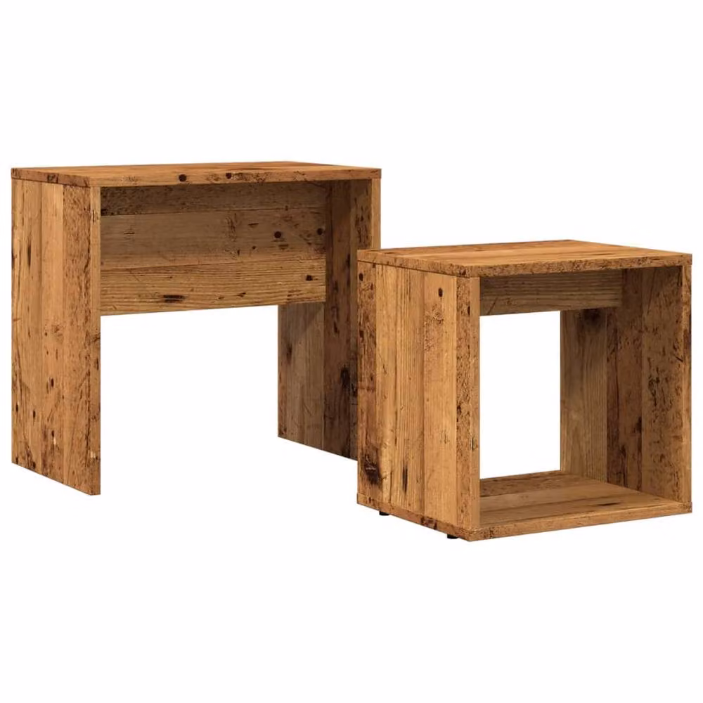 Berkfield Home Nesting Coffee Tables, 2 Piece Set in Brown Old Wood Engineered Wood – 3