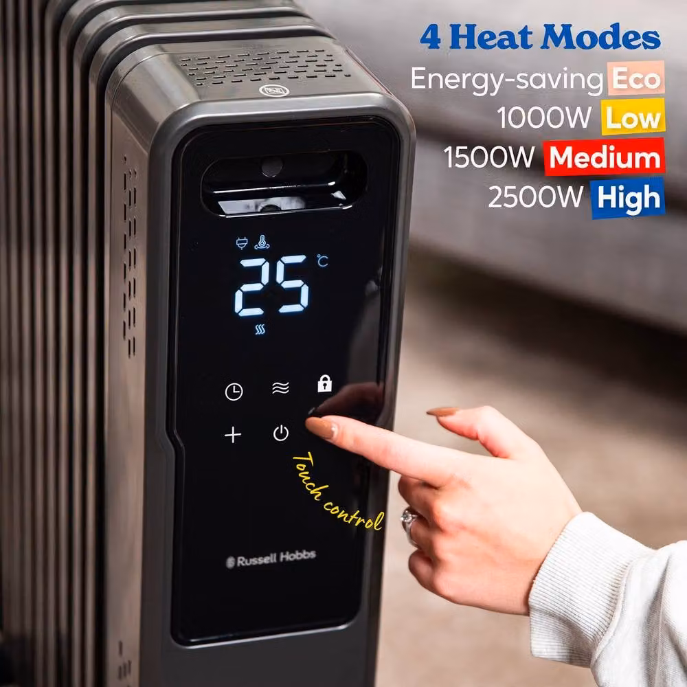 Russell Hobbs 2500W 11 Fin Oil Filled Radiator Black RHOFR2500-M-D – 5