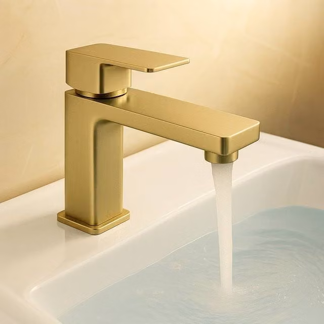 Bathroom Kingdom Brushed Brass Single Lever Basin Mixer Tap with Pop Up Waste in Gold