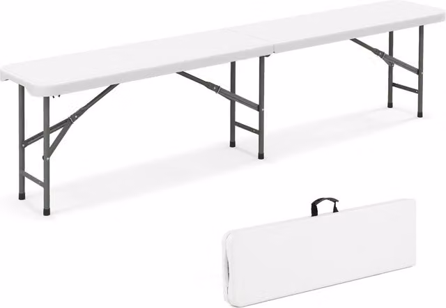 Costway 180 cm Portable Fold-in-Half Seat in White