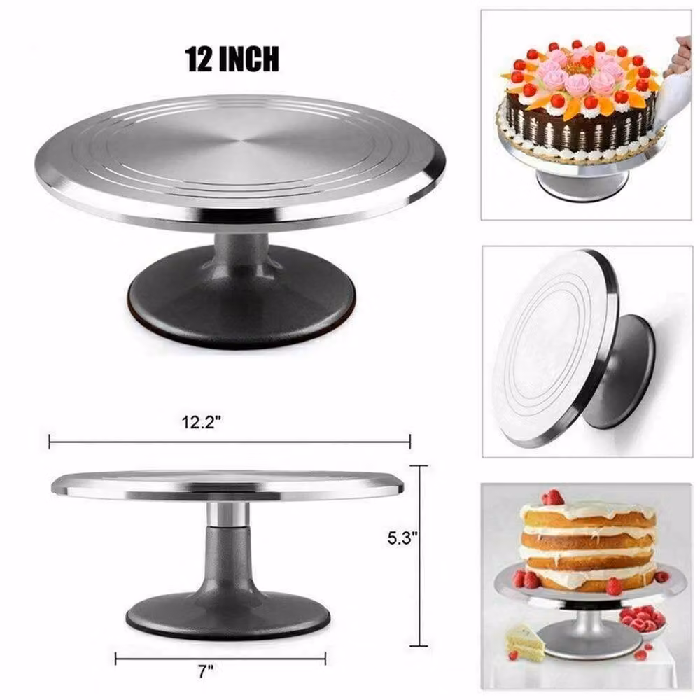 VOGREX Silver Aluminium Cake Revolving Stand 30.48 cm Diameter – 2
