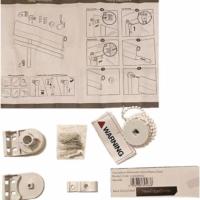 NewEdgeBlinds Roller Blind Replacement Fittings Pack in White, 6cm
