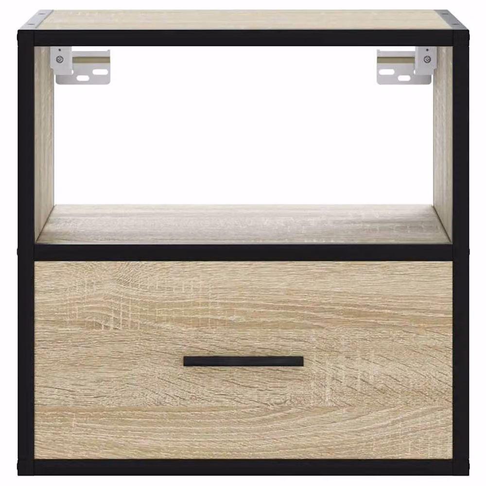 Berkfield Home Set of 2 Wall-mounted Bedside Cabinets in Sonoma Oak Brown, W: 40 cm, D: 31 cm, H: 39.5 cm – 4