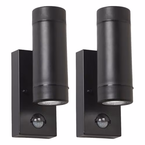 First Choice Lighting Gale Set of 2 Black Polypropylene Coastal PIR Motion Sensor Wall Lights – 5