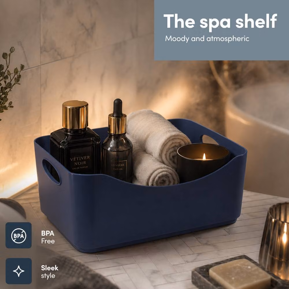 Keplin 5 Pack Plastic Storage Baskets with Handles in Blue, W/D/H: 22.3 x 14.8 x 10 cm – 4