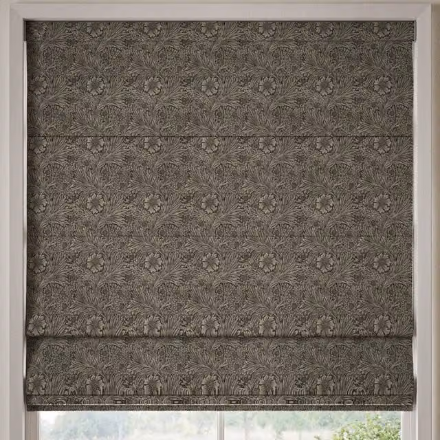 William Morris At Home Marigold Floral Velvet Made to Measure Roman Blind in Yellow, Grey and Brown