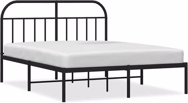 Berkfield Home Metal Bed Frame with Headboard in Black, W: 150 cm, L: 200 cm – 1